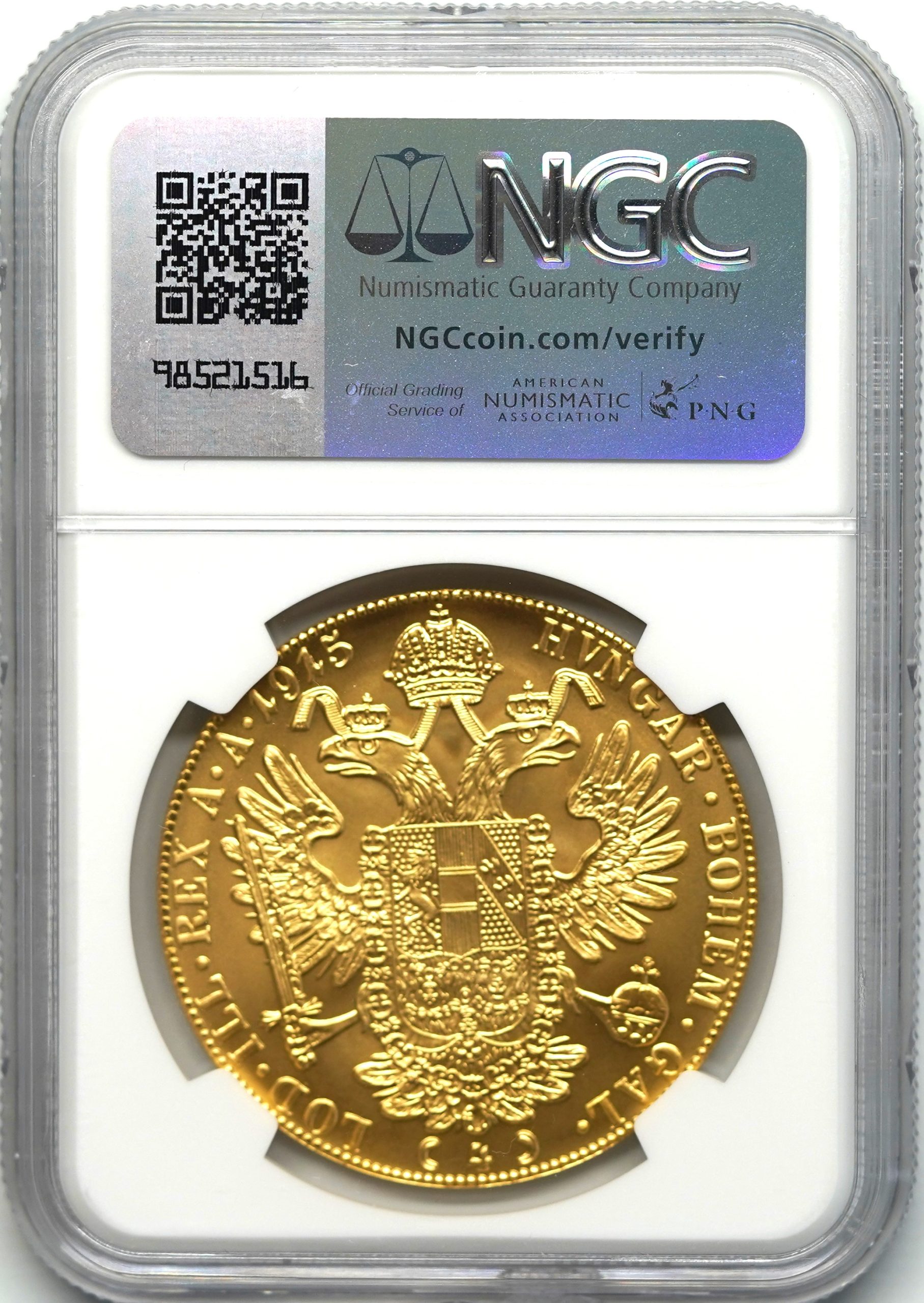 Sold】【希少な70鑑定！！】1915年 フランツ・ヨーゼフ1世 4ダカット金貨 リストライク MS70 NGC | ソブリンパートナーズ